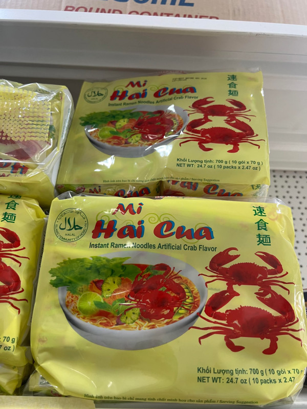 Mì gói 2 cua 65$ 1 thùng 100 gói